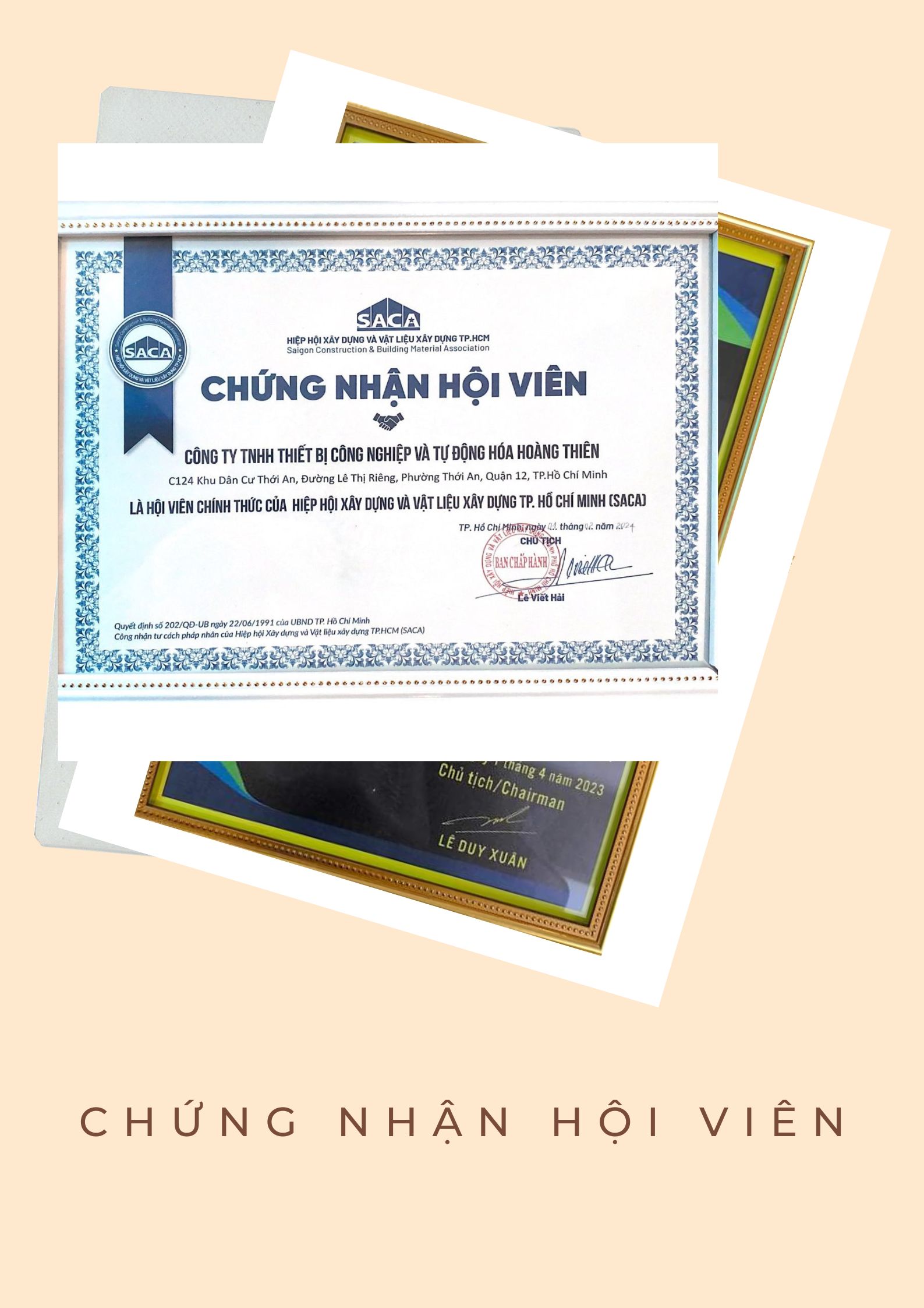 chứng nhận hội viên