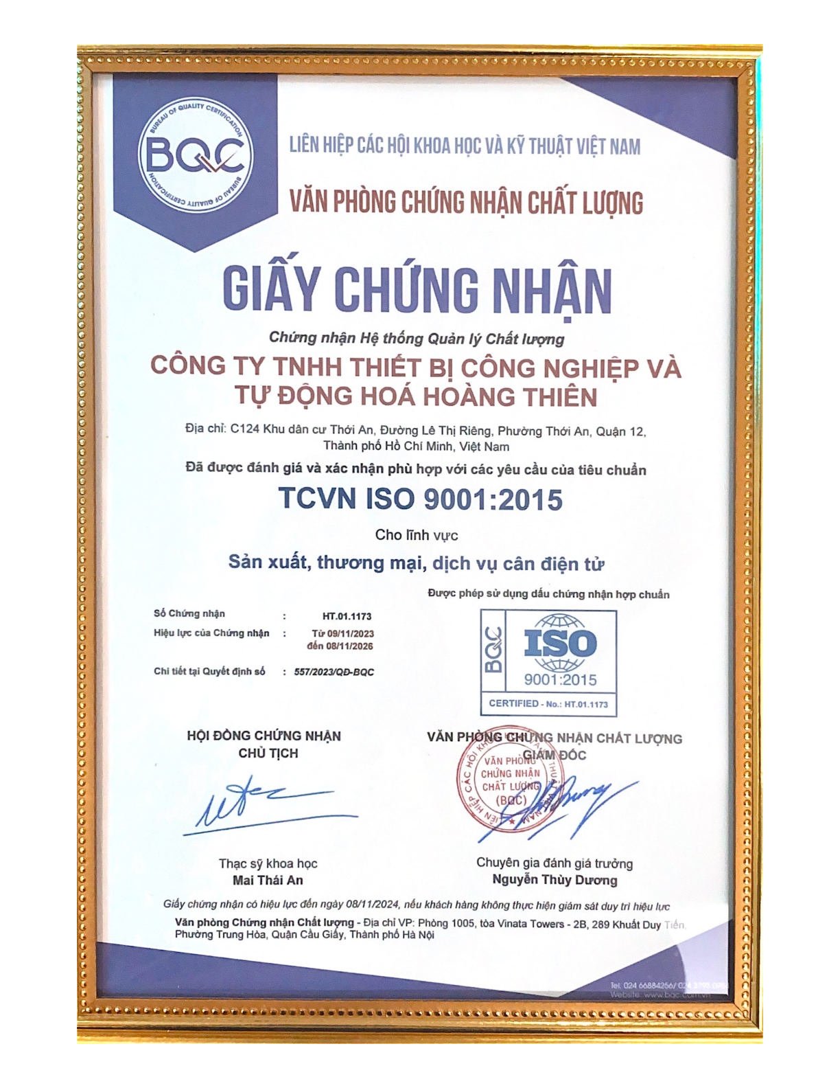 chứng nhận tcvn iso 9001: 2015