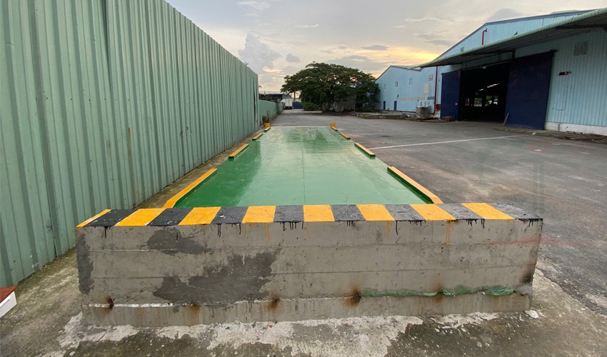 trạm cân ô tô 1 đầu dốc nổi 60 tấn tại Bình Dương